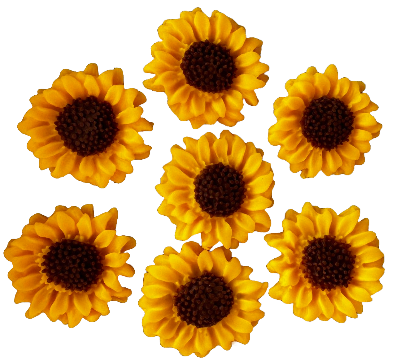 Lot de 7 décorations comestibles en pâte à sucre, Tournesol