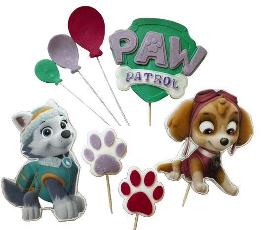 Lot de 8 décorations comestibles en pâte à sucre, Paw Patrol