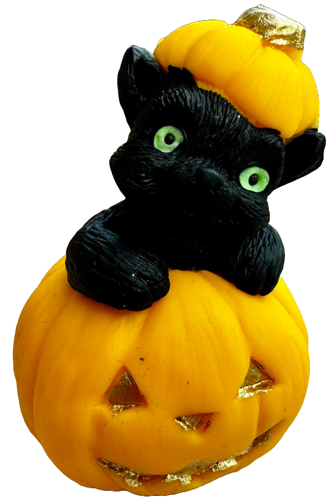 Décoration comestible en pâte à sucre, Citrouille et Chat Noir pour Halloween