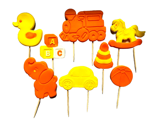 Lot de 8 décorations comestibles en sucre, Jouets