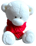 Edible sugar paste decoration, White teddy bear with red scarf