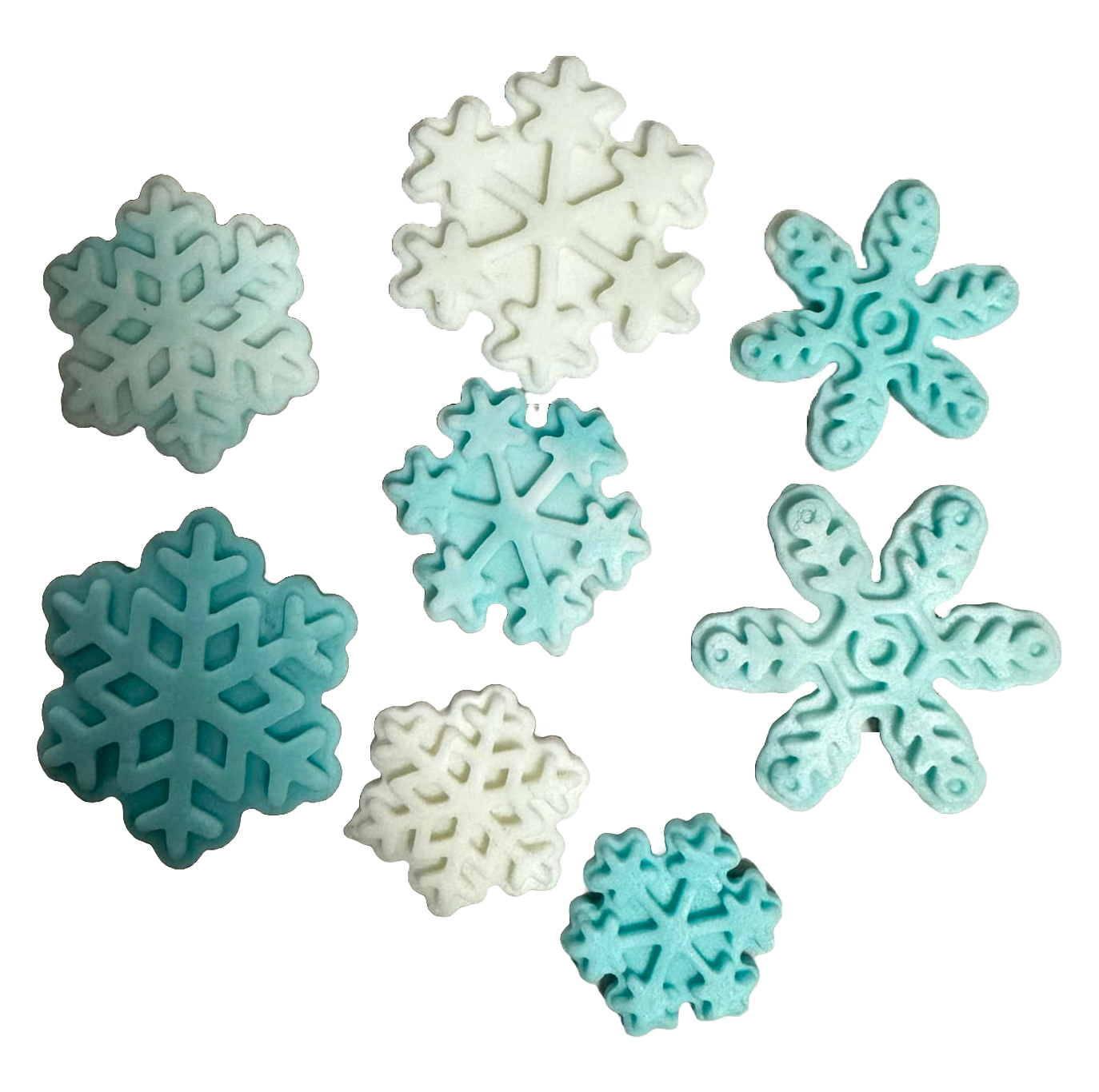 Lot de 8 décorations comestibles en sucre, Flocons de neige