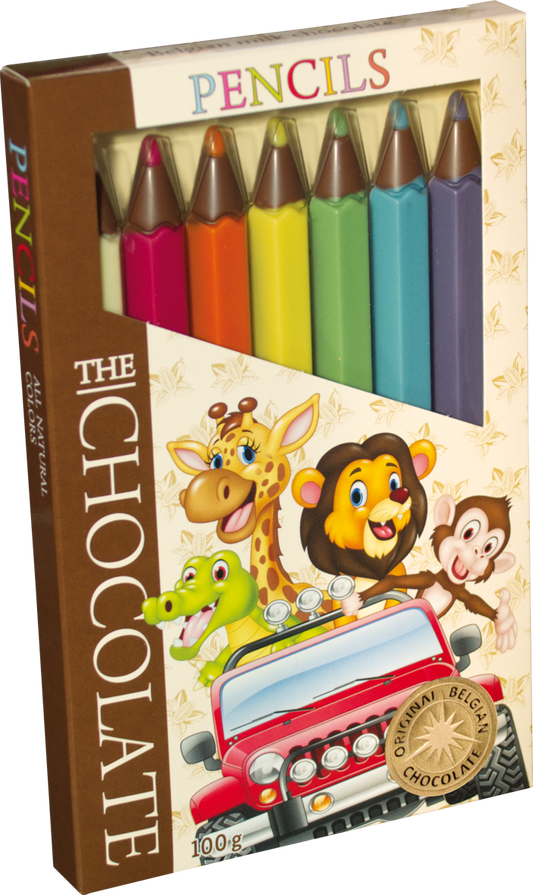 Chocolat au lait, sous forme de crayons de couleur 