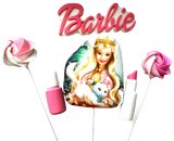 Lot de 6 décorations comestibles en pâte à sucre, Barbie