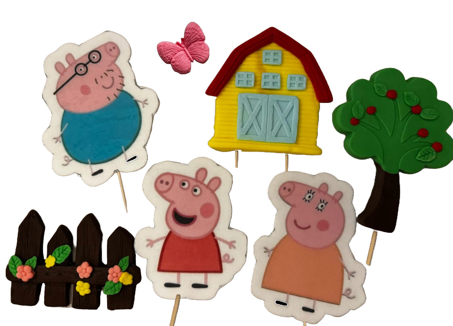 Lot de 7 décorations comestibles en pâte à sucre, Peppa Pig