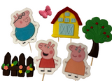 Lot de 7 décorations comestibles en pâte à sucre, Peppa Pig