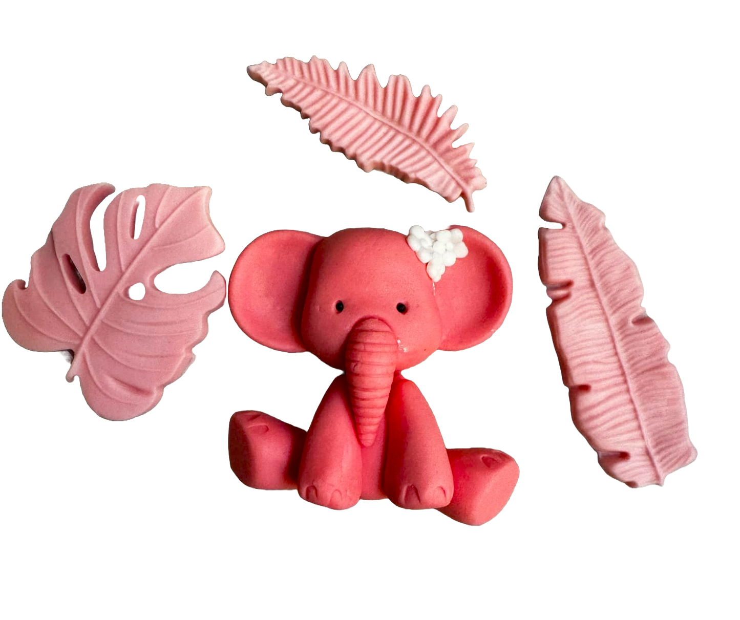 Lot de 4 décorations comestibles en sucre, Baptême, éléphant, filles