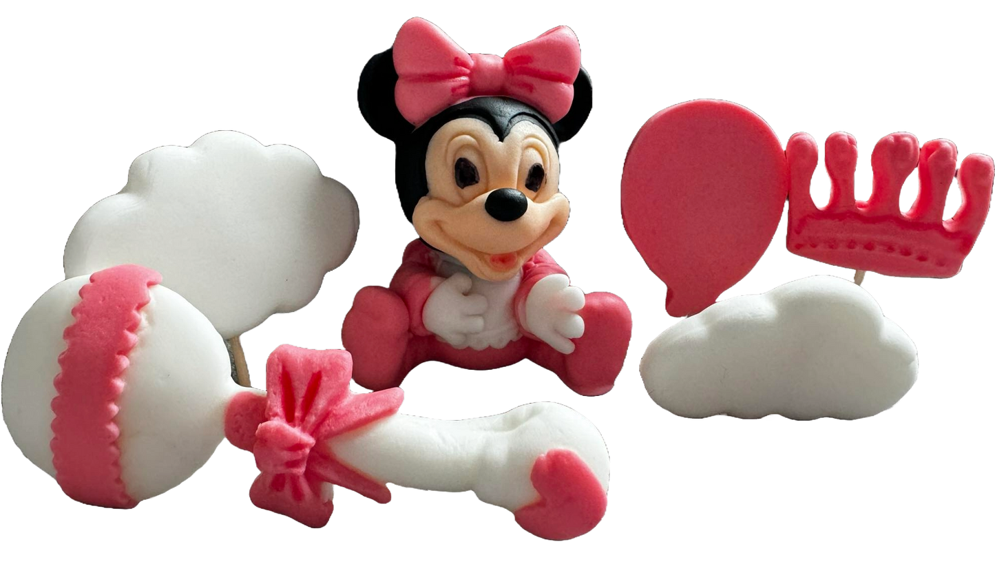 Set 6 decoratiuni comestibile din zahar, Minnie Mouse - Naty Shop 