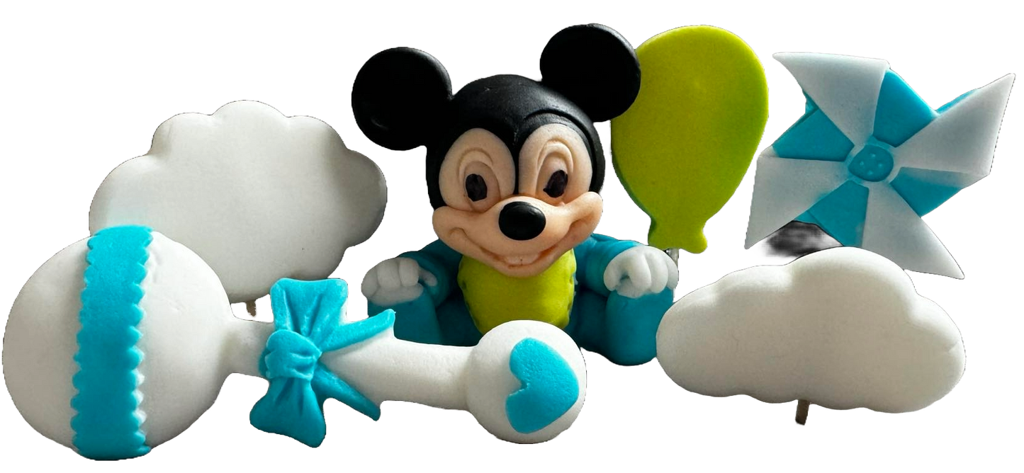 Set 6 decoratiuni comestibile din zahar, Mickey Mouse - Naty Shop 