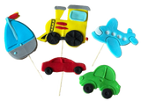 Set 5 decoratiuni comestibile din zahar, Autovehicule - Nati Shop 