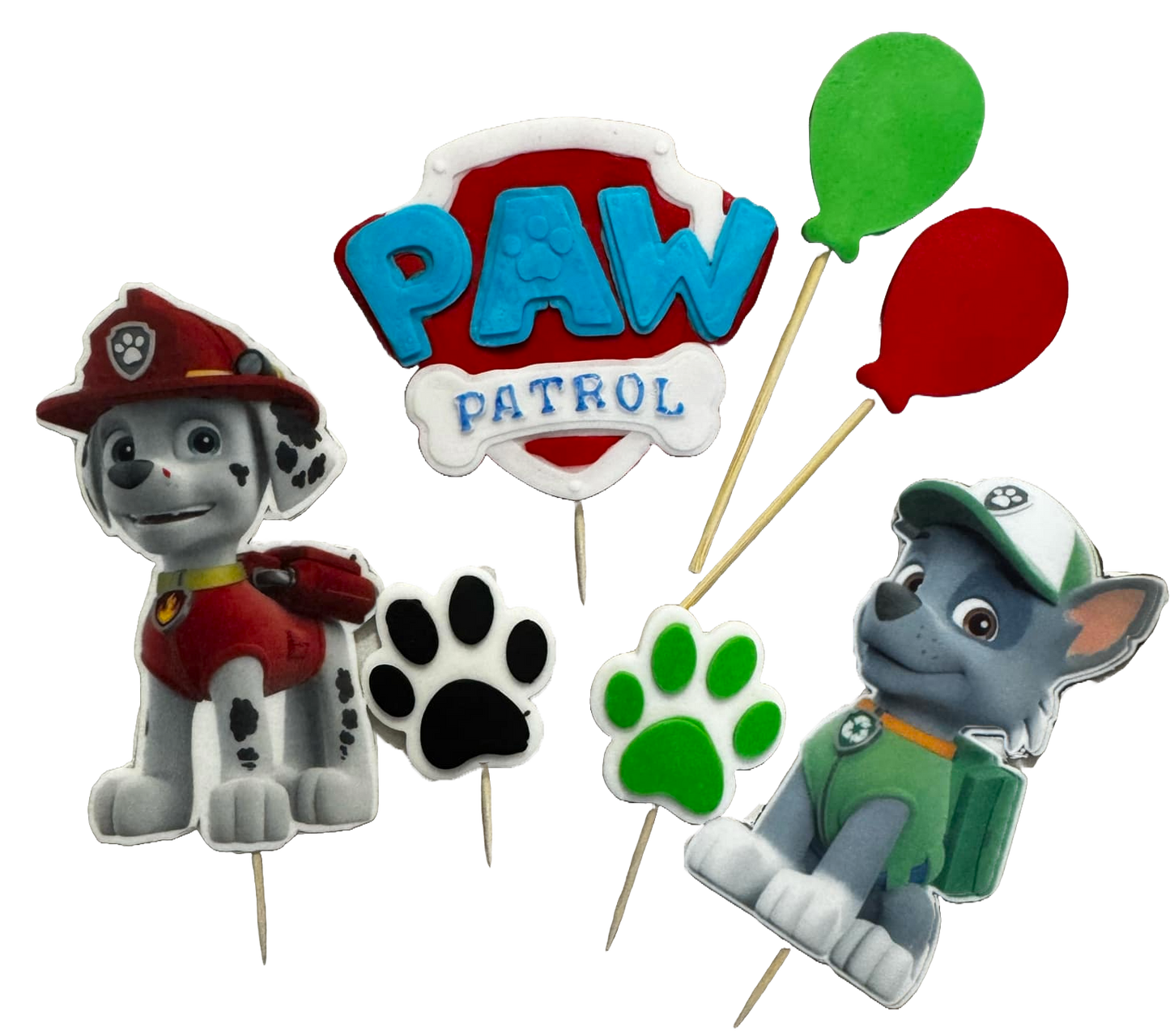 Lot de 7 décorations comestibles en pâte à sucre, Paw Patrol