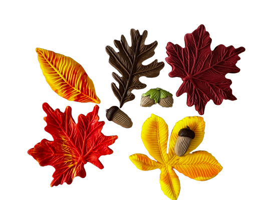 Set of 8 edible sugar paste decorations, Autumn