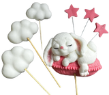 Set of 7 edible sugar decorations, Bunny