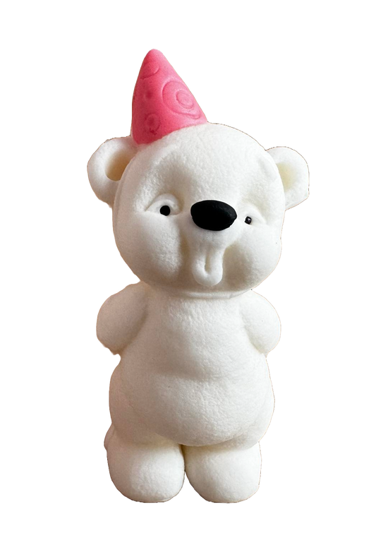 Edible sugar paste decoration, Teddy bear with pink helmet, little girls