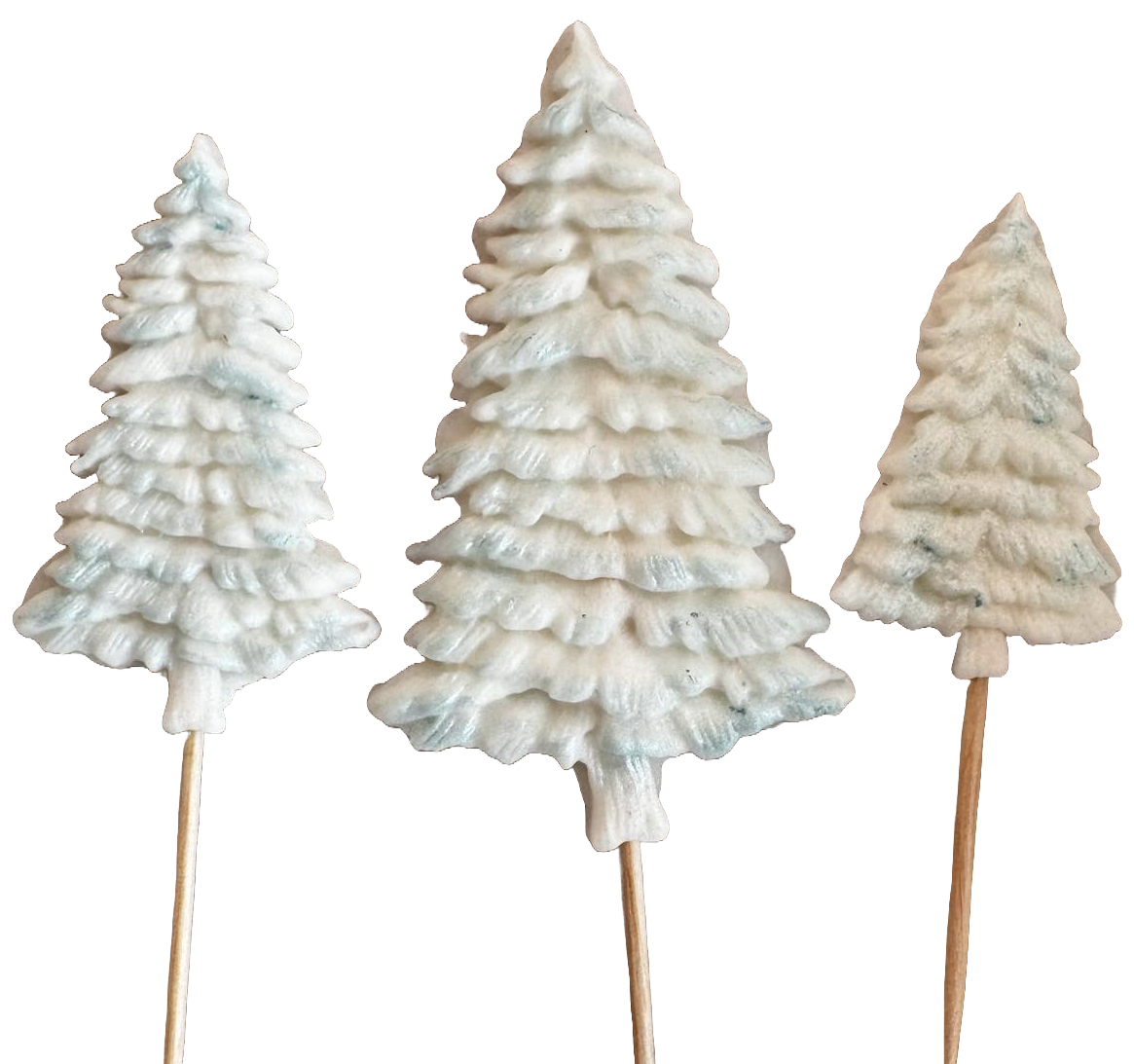 Lot de 3 décorations comestibles en sucre, Sapins d'hiver