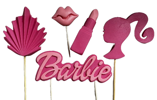 Set 5 decoratiuni comestibile din zahar, Barbie - Naty Shop 