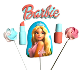 Lot de 6 décorations comestibles en pâte à sucre, Barbie