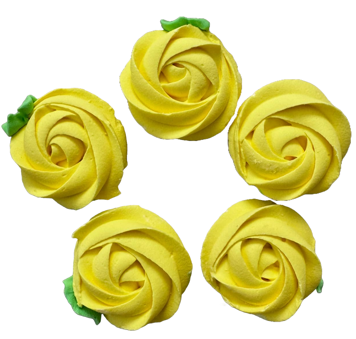 Lot de 5 décorations comestibles en meringue, Fleurs jaunes