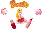 Lot de 6 décorations comestibles en pâte à sucre, Barbie