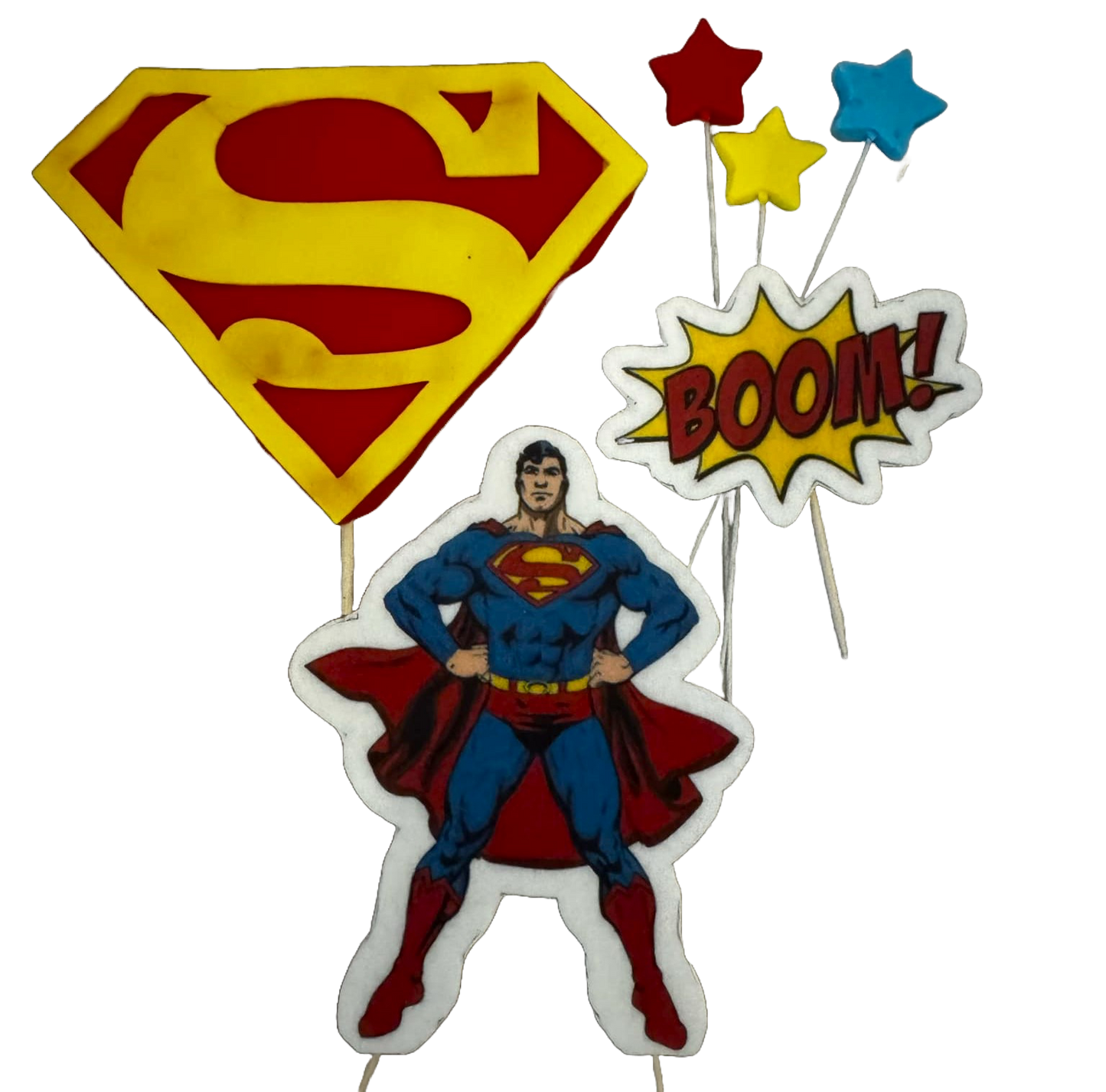 Lot de 6 décorations comestibles en pâte à sucre, Superman