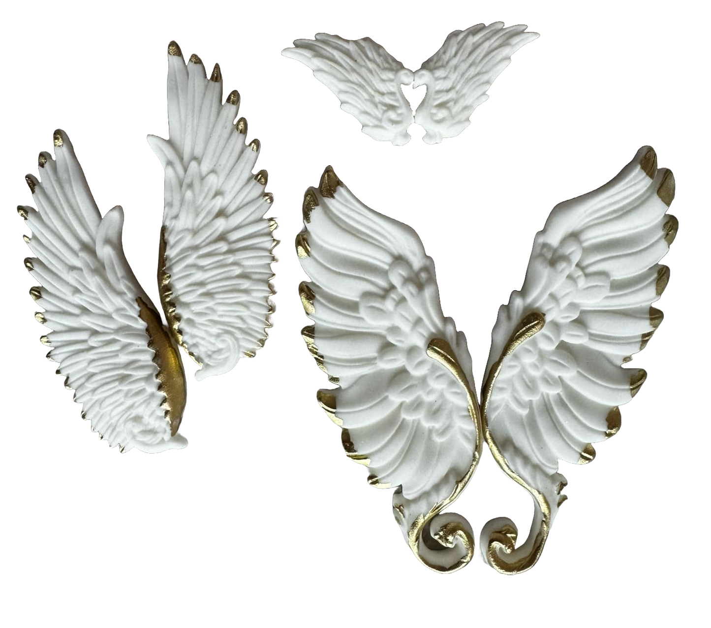 Lot de 3 décorations comestibles en pâte à sucre, Ailes d'Ange