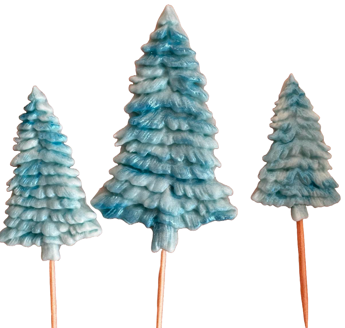 Lot de 3 décorations comestibles en sucre, Sapins d'hiver