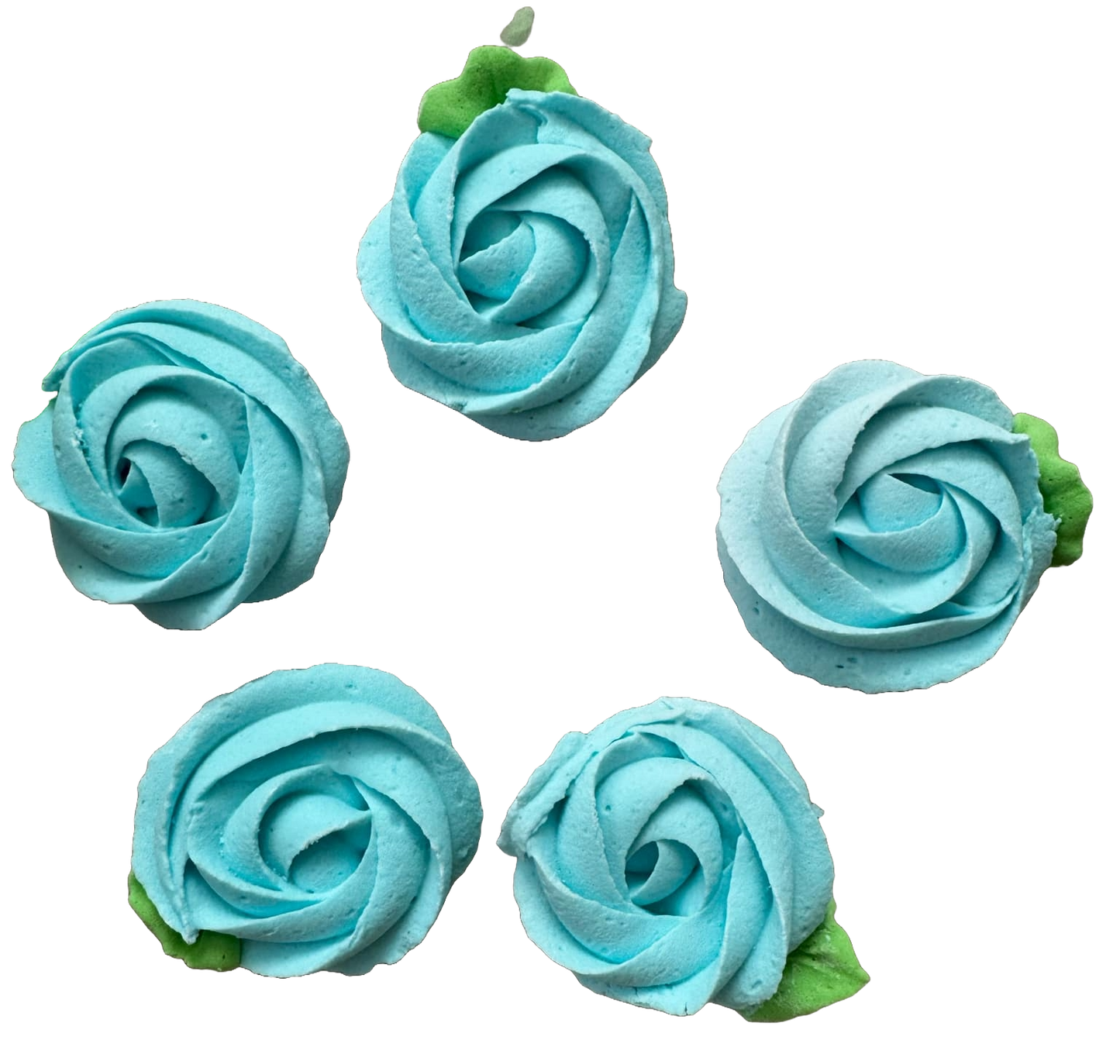 Lot de 5 décorations comestibles en meringue, Fleurs bleues