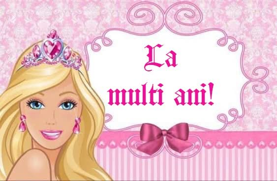 Decoratiune comestibila din zahar, Barbie - "La multi ani!" - Nati Shop