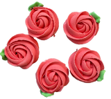 Lot de 5 décorations comestibles en meringue, fleurs rouge clair