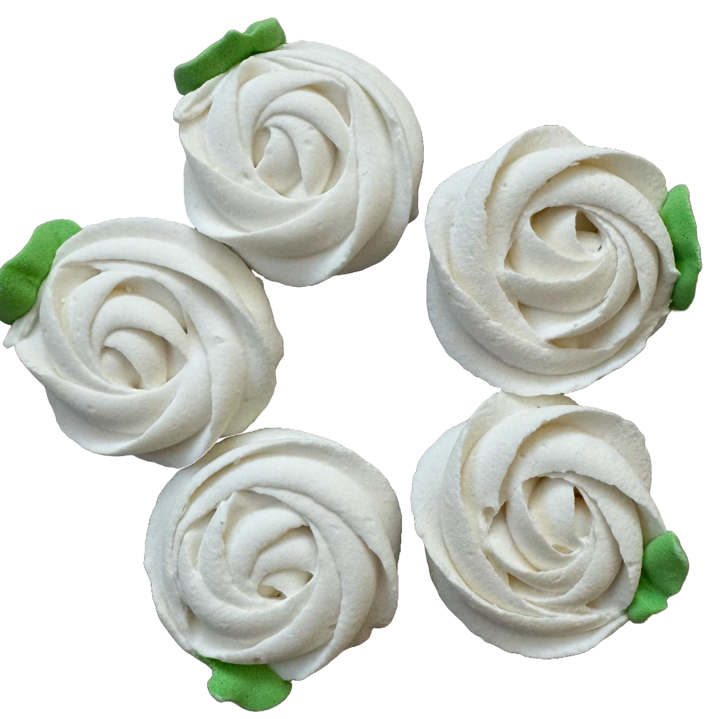 Lot de 5 décorations comestibles en meringue, Fleurs blanches