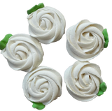 Lot de 5 décorations comestibles en meringue, Fleurs blanches