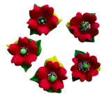 Lot de 5 décorations comestibles en pâte à sucre, Fleurs de Coquelicot