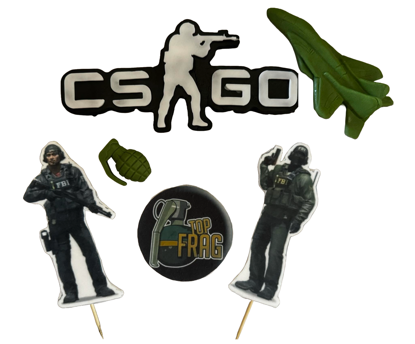 Lot de 6 décorations comestibles en pâte à sucre, Counter-Strike : Global Offensive (CS:GO)