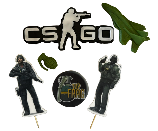 Lot de 6 décorations comestibles en pâte à sucre, Counter-Strike : Global Offensive (CS:GO)