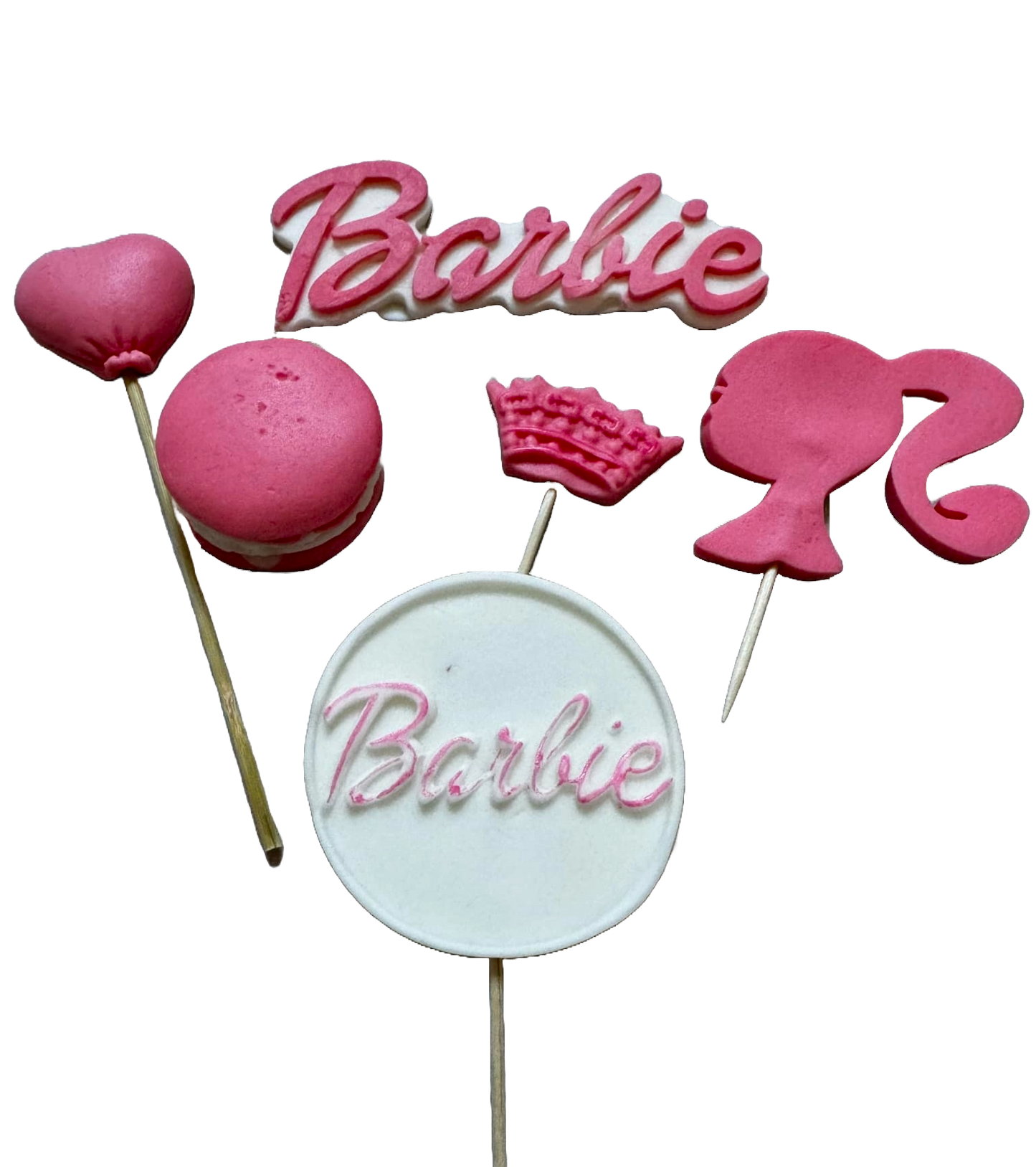 Set of 6 edible sugar decorations, Barbie