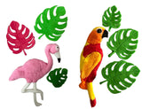 Set 9 decoratiuni comestibile din zahar, Papagal tropical si Flamingo - Nati Shop