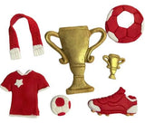 Set decoratiuni comestibile din zahar, Fotbal rosu - Nati Shop