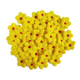 Lot de 45 décorations comestibles en pâte à sucre, Fleurs jaunes